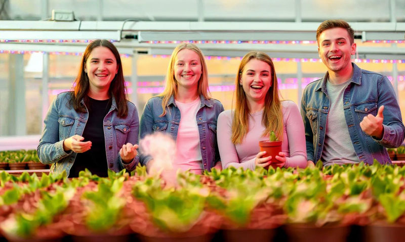 College greenhouse with glass covering